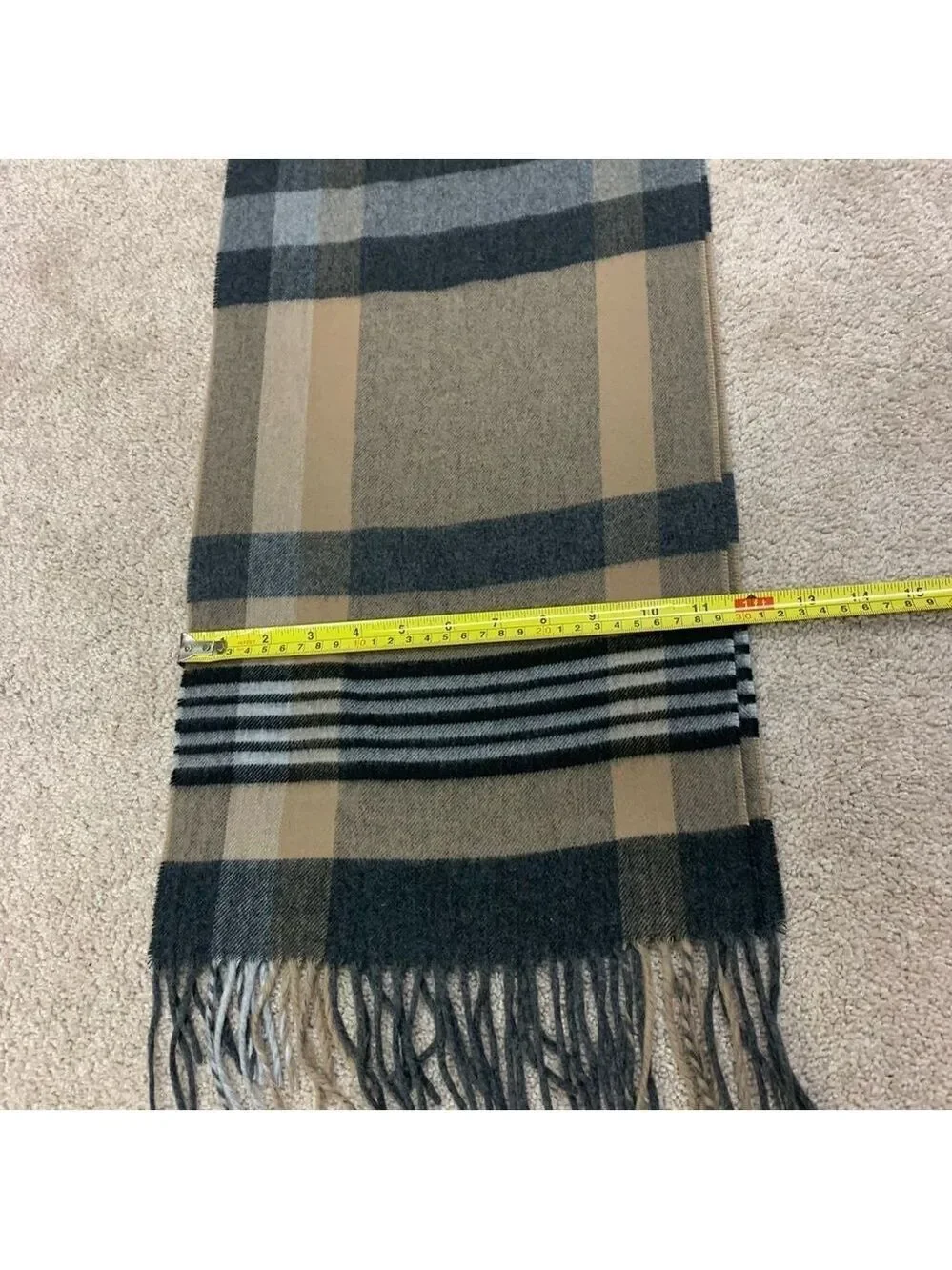 𝅺CASHMINK V.FRAAS tan camel brown gray black plaid check fall winter scarf🔥